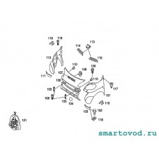 Сервисная решетка передняя правая Серебро Smart 450 ForTwo 1998 - 2007