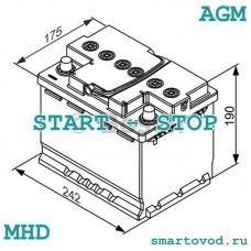 Аккумуляторная батарея AGM Smart 453 ForTwo / FourFour 2014-> START-STOP