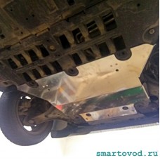 Защита алюминиевая передней части днища Smart 453 ForTwo / ForFour 2014 ->