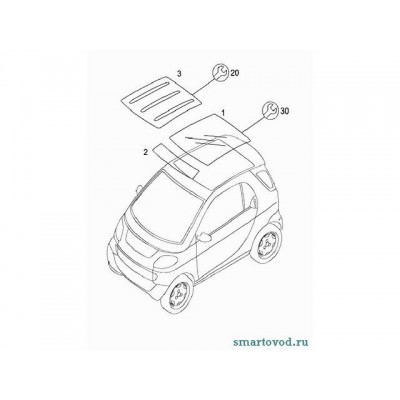 Стекло крыши Smart ForTwo 98-07
